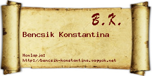 Bencsik Konstantina névjegykártya